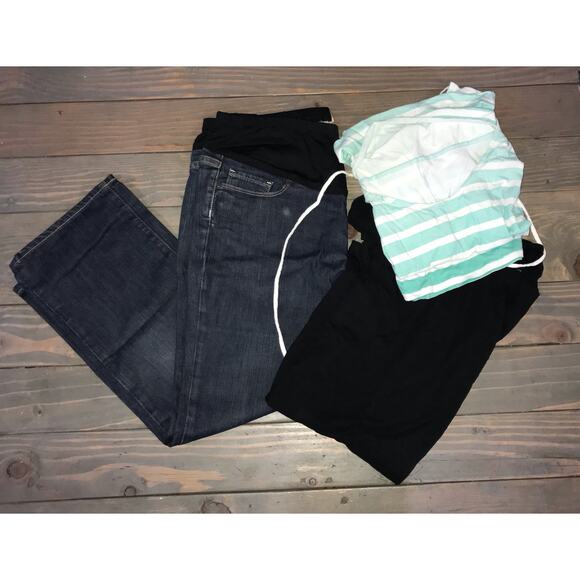 3 pc OLD NAVY Maternity tank top, teal sleeveless, PAIGE jeans size 31 large - Picture 1 of 13